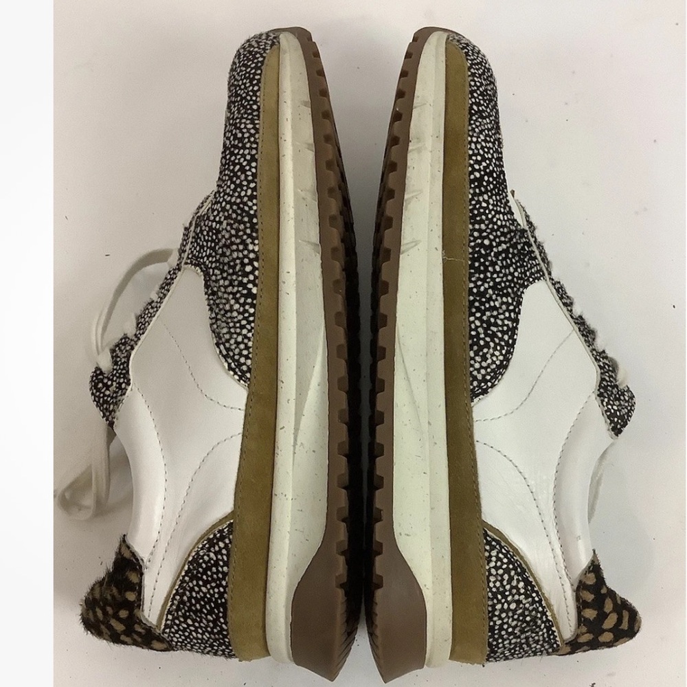 Madewell Sz 10 Kickoff Trainer Patterned Calf Hair Leather Sneakers White Tan - Picture 7 of 10